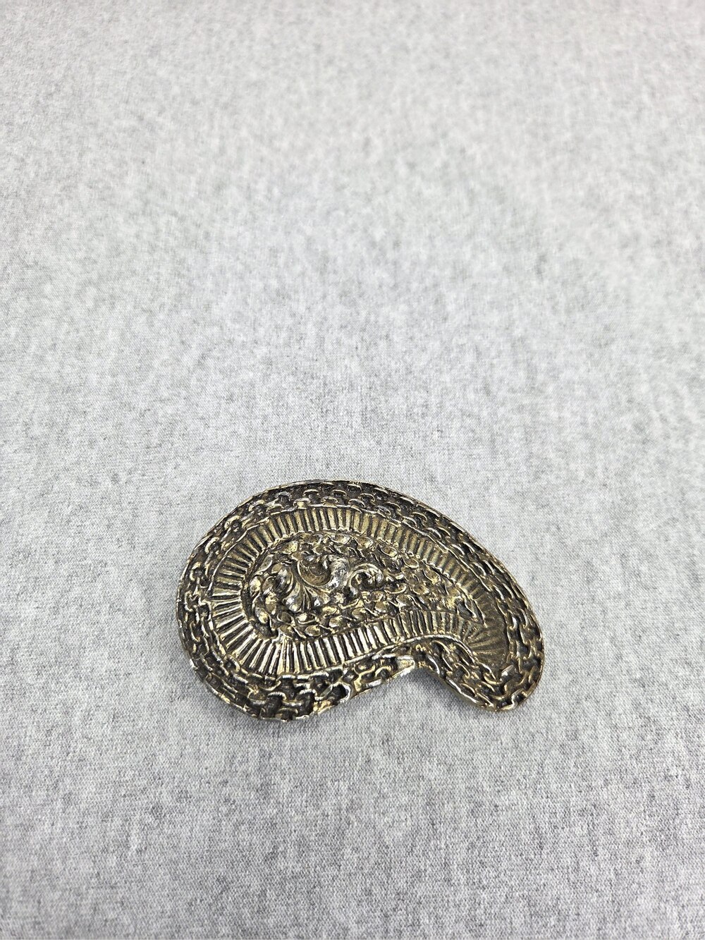 Vintage Paisley Belt Buckle Brass Teardrop Filigree Handmade Statement
